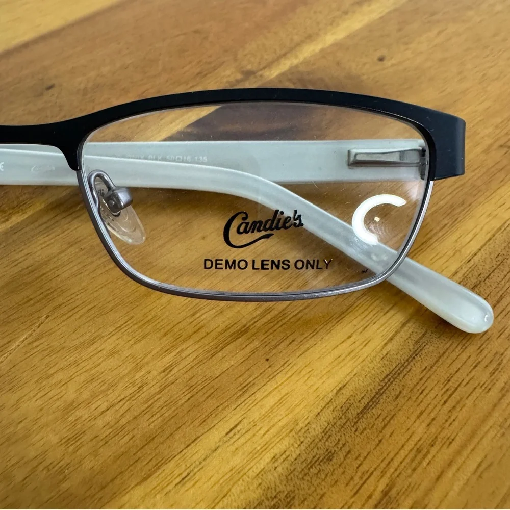 Candie’s C Onix BLK Black Half‎ rim cat eye eyeglasses frames 50 16 135